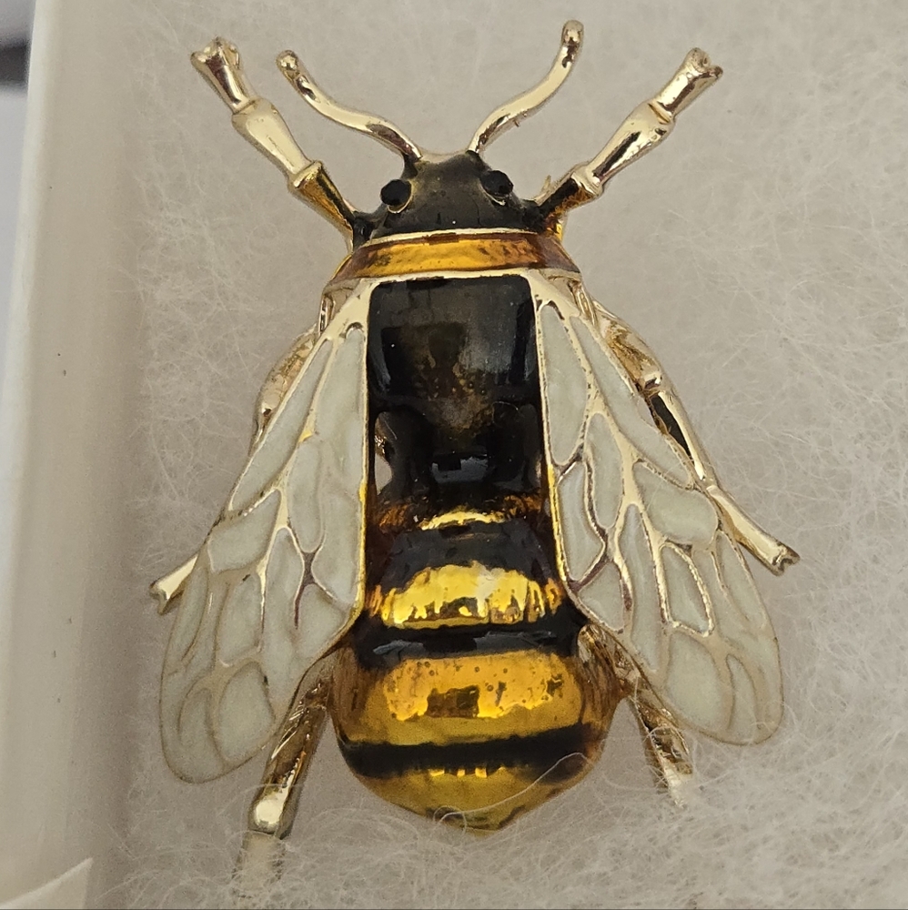 Gold and Brown Bee Brooch